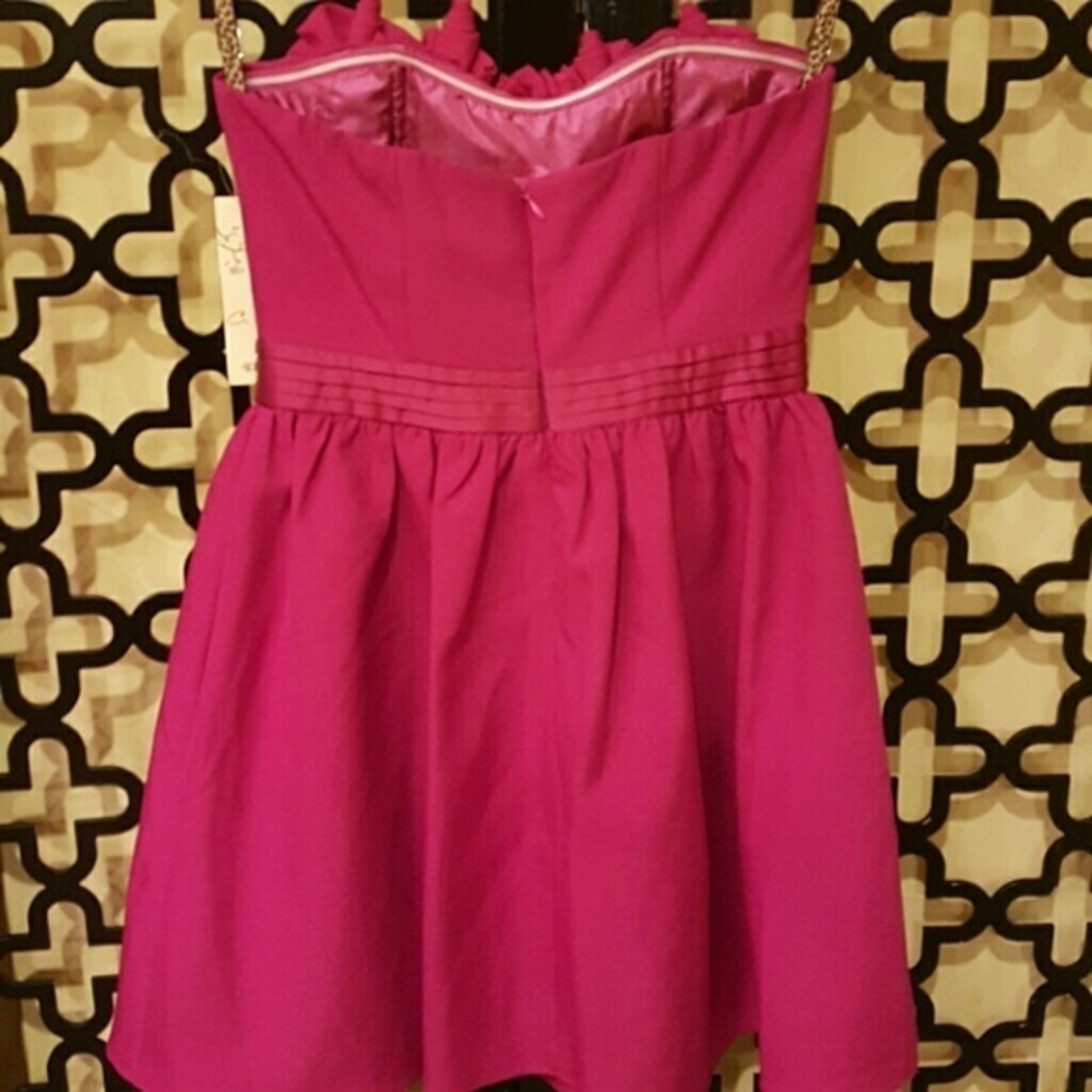 NWT C. LUCE PRETTY PINK STRAPLESS ROSETTE JUNIOR DRESS - Picture 4 of 8